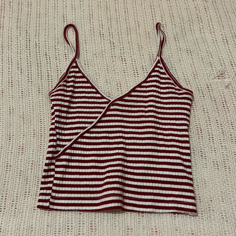 Top shop red and white striped crop top
